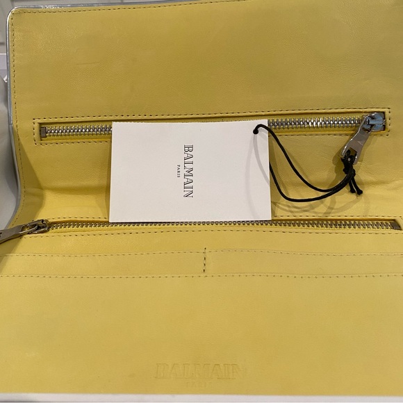 Balmain Paris Yellow Leather Medallion Clutch - Picture 11 of 13
